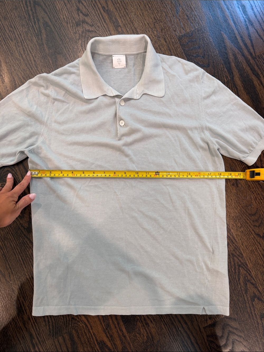 Eleventy Men's Light blue Polo Shirt — Soft Knit Short-Sleeve - Picture 3 of 5